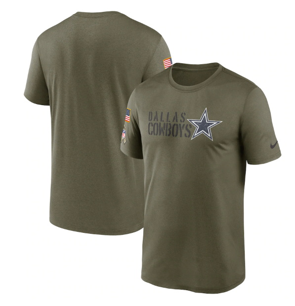 Men Dallas Cowboys Olive 2022 Salute To Service Legend Team T Shirt