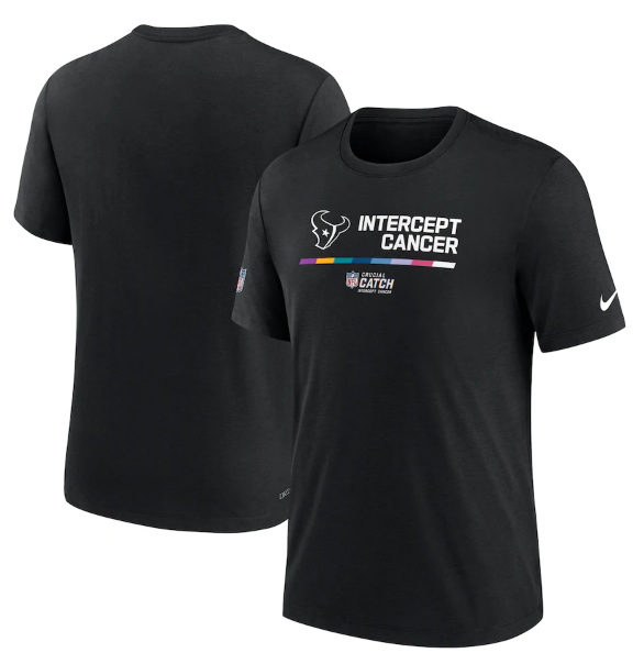 Men Houston Texans 2022 Black Crucial Catch Performance T Shirt