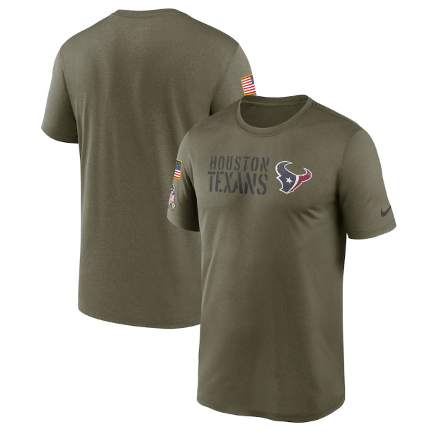 Men Houston Texans Olive 2022 Salute To Service Legend Team T Shirt