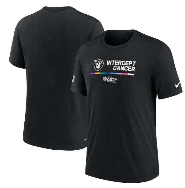 Men Las Vegas Raiders 2022 Black Crucial Catch Performance T Shirt