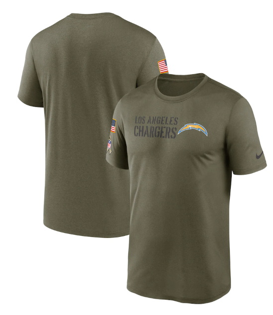 Men Los Angeles Chargers Olive 2022 Salute To Service Legend Team T Shirt