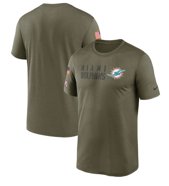 Men Miami Dolphins Olive 2022 Salute To Service Legend Team T Shirt