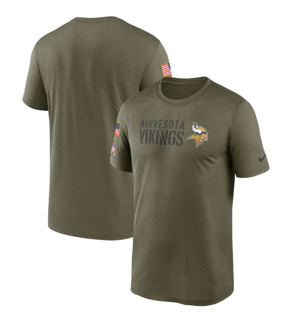 Men Minnesota Vikings Olive 2022 Salute To Service Legend Team T Shirt