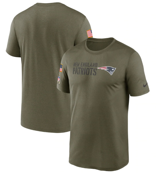 Men New England Patriots Olive 2022 Salute To Service Legend Team T Shirt