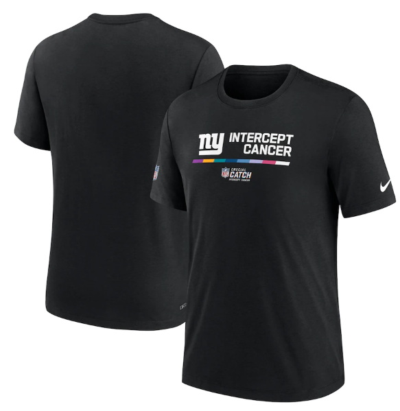 Men New York Giants 2022 Black Crucial Catch Performance T Shirt