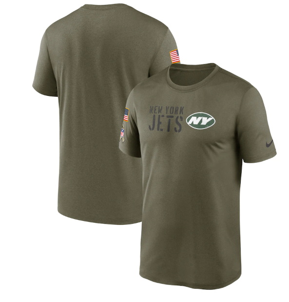 Men New York Jets Olive 2022 Salute To Service Legend Team T Shirt