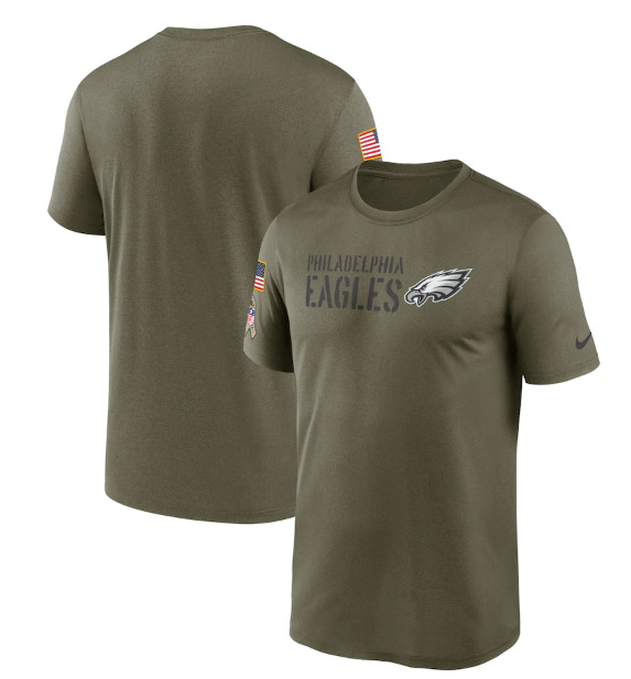 Men Philadelphia Eagles Olive 2022 Salute To Service Legend Team T Shirt