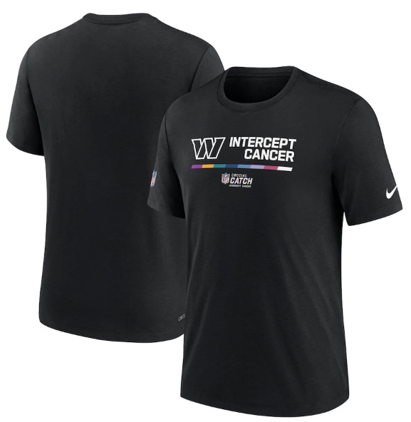 Men Washington Commanders 2022 Black Crucial Catch Performance T Shirt