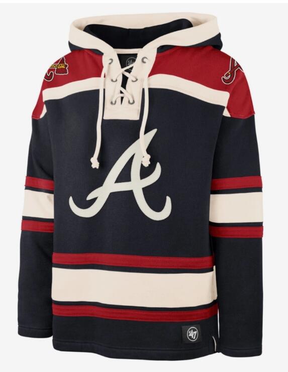 Men Atlanta Braves Navy Red Hoodie