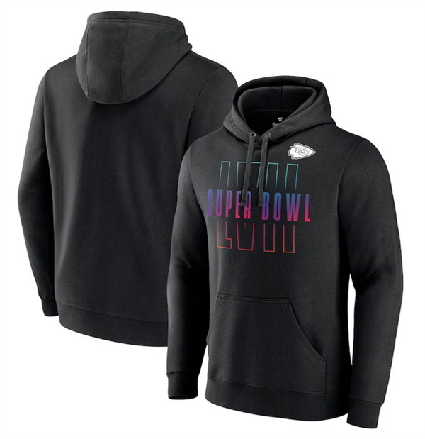 Men Kansas City Chiefs Black Super Bowl LVII Open Sky Pullover Hoodie