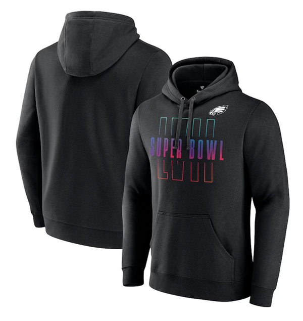 Men Philadelphia Eagles Black Super Bowl LVII Open Sky Pullover Hoodie