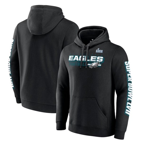 Men Philadelphia Eagles Black Super Bowl LVII Star Trail Pullover Hoodie