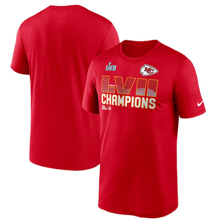 Men's Kansas City Chiefs Red Super Bowl LVII Champions Essential T-Shirt