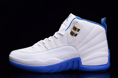 Jordan 12 Retro Women Shoes White Light Blue