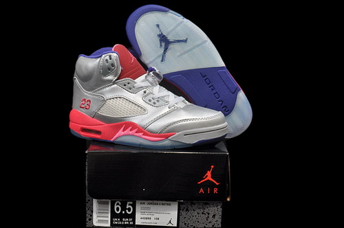 Air Jordan 5 Shoes 2013 Womens Grade AAA Silver Red Purple