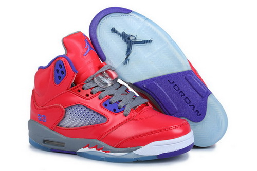 Air Jordan 5 Shoes 2013 Womens Grade AAA Red Grey Purple