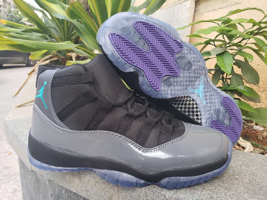 Men Air Jordan 11 Retro Men Shoes Black Gray Purple