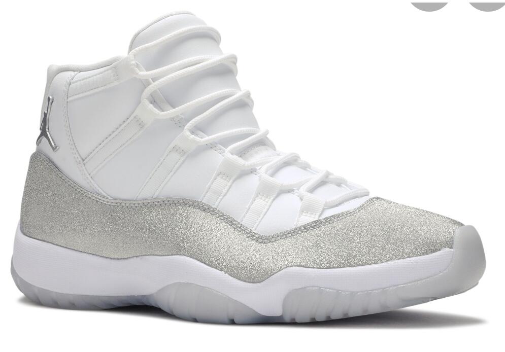 Men Air Jordan 11 White Silver Logo Retro Basketball Shoes