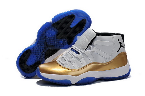 Air Jordan 11 Shoes 2015 Mens White Gold Blue