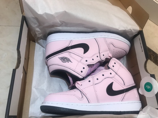 Women Air Jordan 1 GS Pink Skora Basketball Shoes