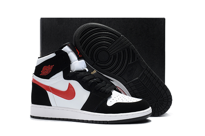 Air Jordan 1 Women Shoes Black White Red