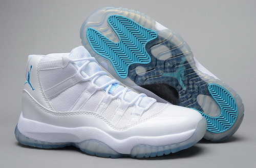 Air Jordan 11 Shoes 2014 Mens Microfiber Leather White Blue