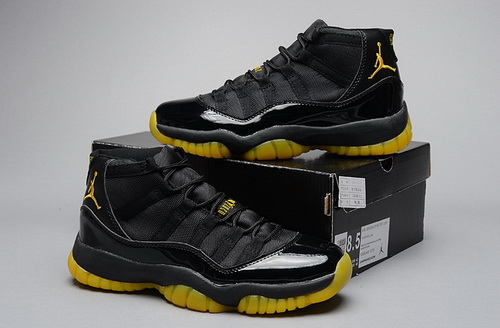 Air Jordan 11 Shoes 2014 Mens Microfiber Leather Black Gold