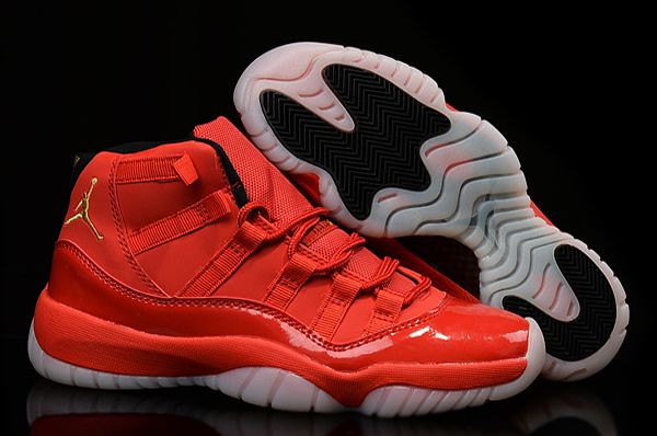 Girls Air Jordan 11 Retro GS Red Gold Custom For Tiara Thomas