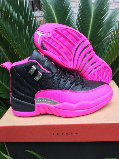 Air Jordan 12 Wing Retro Women Shoes Black Pink