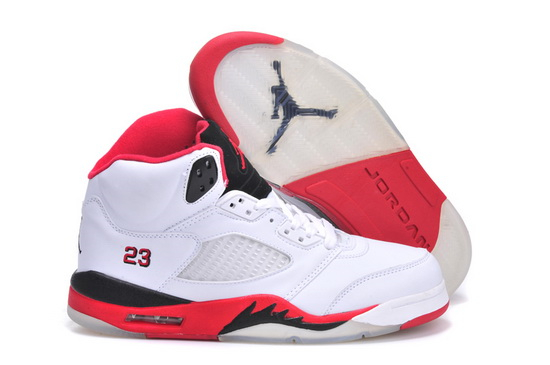 Air Jordan 5 Men Shoes White Red Black