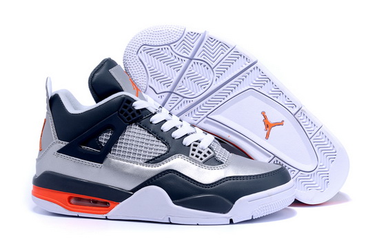 Air Jordan 4 Men Shoes Navy Silver White