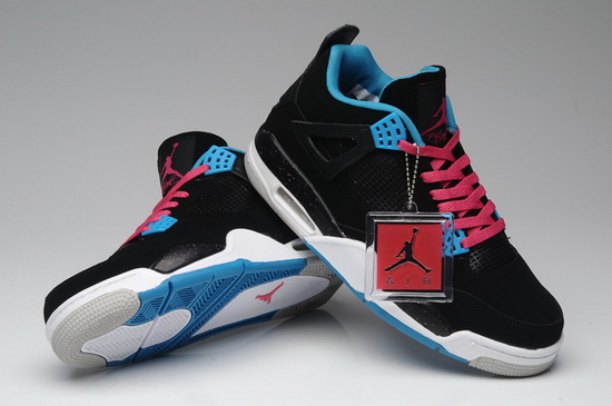 Air Jordan 4 Men Shoes Black Skyblue