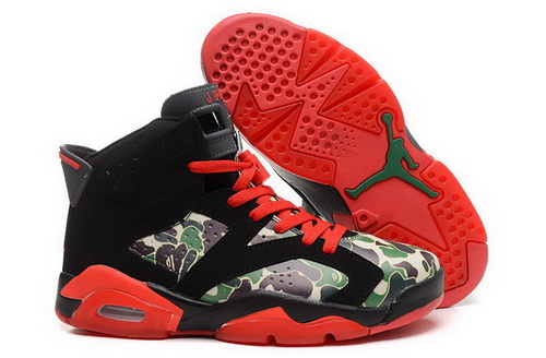 Air Jordan 6 Shoes 2015 Mens Camouflage Hedgehog Black Red