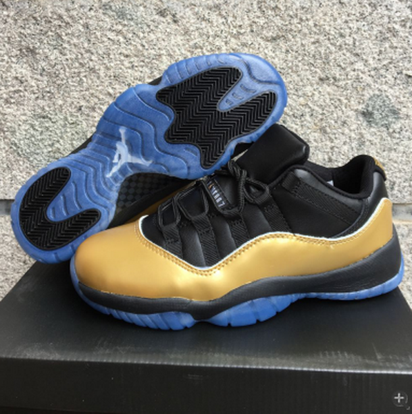 Air Jordan 11 Black Gold Skin Men Shoes