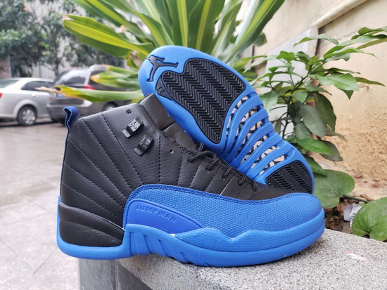 Men Air Jordan 12 Retro Men Shoes Black Blue