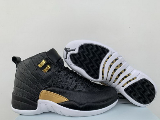 Men Air Jordan 12 GS Black Lacoste Skin Basketball Shoes