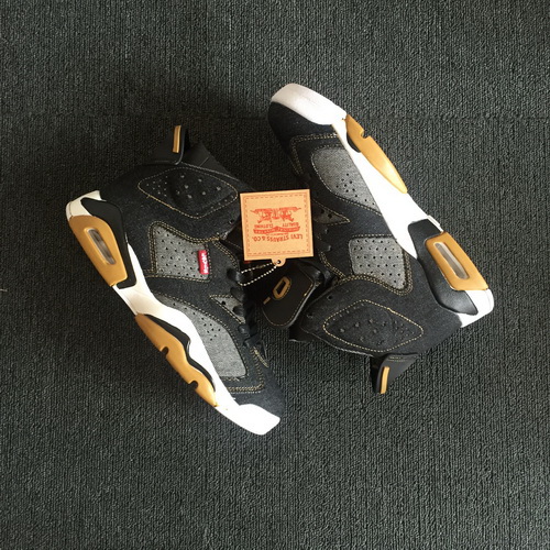 Men Nike Air Jordan 6 Levis Men Shoes Black