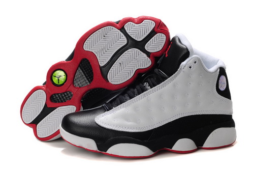 Air Jordan 13 Shoes 2013 Mens Grade AAA Grain Leather White Black Red