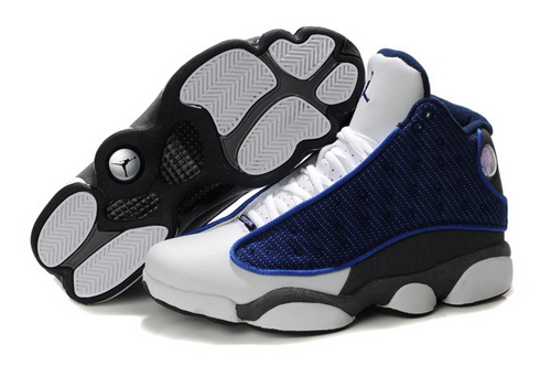 Air Jordan 13 Shoes 2013 Mens Grade AAA Grain Leather Blue White Grey