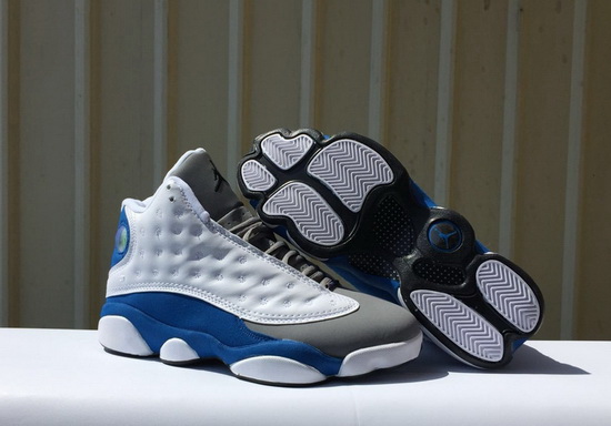 Women Air Jordan 13 Retro Men Shoes Grey White Blue