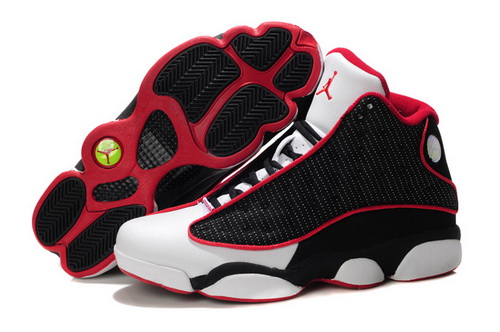 Air Jordan 13 Shoes 2013 Mens Grade AAA Grain Leather Black White Red