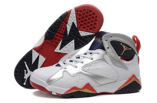 Air Jordan 7 Shoes 2015 Womens White Silver Red