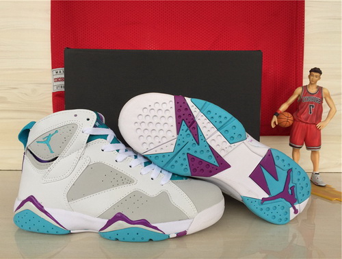 Air Jordan 7 Shoes 2015 Womens White Grey Purple Blue