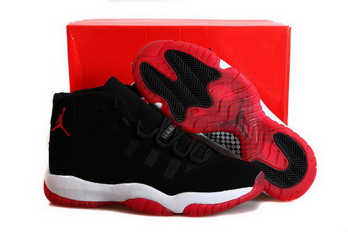 Air Jordan 11 Shoes 2014 Mens Bred Nubuck Black Red