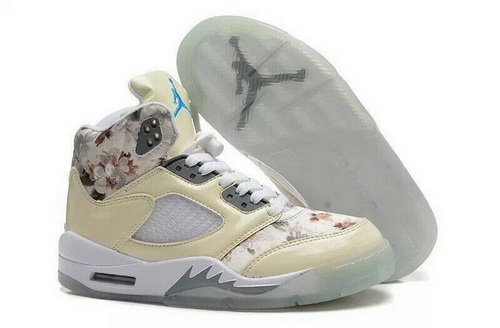 Air Jordan 5 Shoes 2014 Womens Cherry Blossoms Beige White