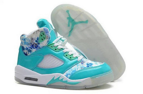 Air Jordan 5 Shoes 2014 Womens Cherry Blossoms Blue White