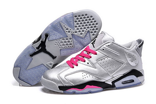 Air Jordan 6 Shoes 2015 Womens Low Silver Black Pink