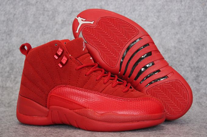 2017 Air Jordan 12 Retro Red Suede All Red Cheap Sale