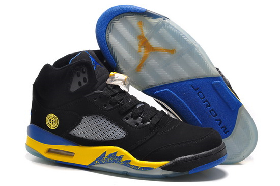 Air Jordan 5 Men Shoes Black Blue Yellow