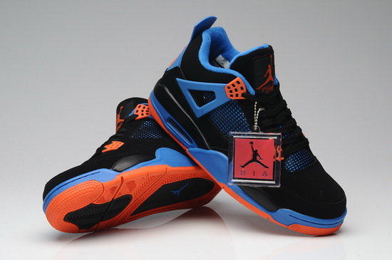 Air Jordan 4 Men Shoes Black Blue Orange